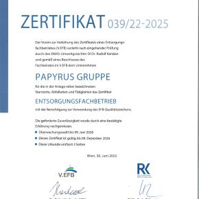 EFB Zertifikat